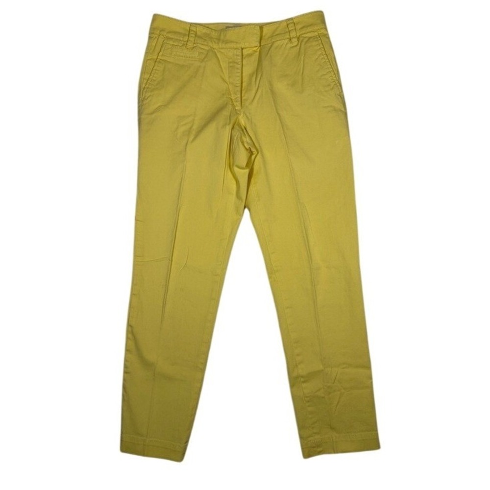 LL Bean Signature Womens Yellow Chino Pants Straight Leg Stretch Size 6